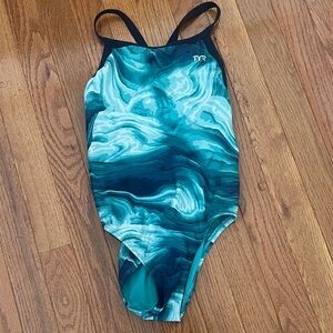 TYR Women's One Piece Swimsuit - Teal and Navy